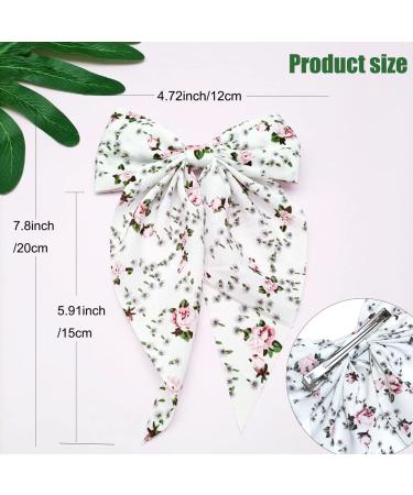 Floral Hair Bows Set - Women/Girls Barrettes Clips - Hair Accessories in White/Pink/Blue/Black (4pcs) - Buy Online on GoSupps.com