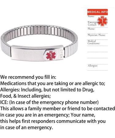 MagVIVACE Women's Medical Alert Bracelet - Personalized Silver Stainless Steel for Diabetes Allergy Epilepsy & Autism | Adjustable & Durable - Buy Online on GoSupps.com