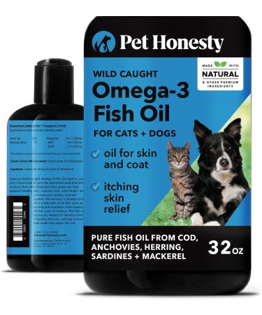 PetHonesty 100% Natural Omega-3 Fish Oil for Dogs from Iceland - Pet Liquid Food Supplement - EPA+DHA Fatty Acids Seafood 32oz