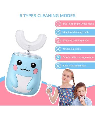2 Pieces Kids U Electric Toothbrush  Ultrasonic Automatic Whitening Massage Toothbrush U-Type Cartoon Modeling Toothbrush with 4 Brush Heads for Sensitive Teeth Child 2-7 (Dolphin 11.5 x 5.5 x 3.2 cm) 2 Count (Pack of 1) Dâ¦ - Buy Online on GoSupps.com