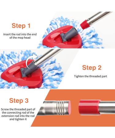 KeFanta Spin Mop Replacement Handle - 4-Section 30-58 inch Stick Compatible with Ocedar - Easy Wring Refills - Germany Screw Red - Buy Online on GoSupps.com