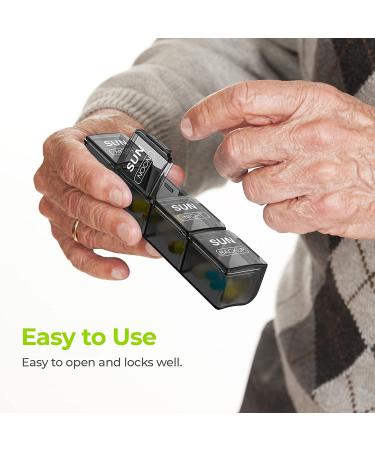 Large Weekly Pill Organizer - 4 Times a Day, 7 Day Pill Box - 28 Compartments - Ideal for Fish Oils, Vitamins, Supplements - Black - Buy Online on GoSupps.com