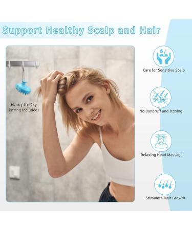 Fretech Updated Scalp Massage Brush - Dual Silicone Bristles for Sensitive Scalp Hair Growth & Gentle Cleansing - Light Blue - Buy Online on GoSupps.com