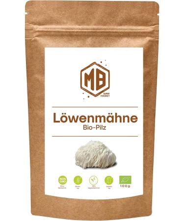 MB Superfoods - Bio L wen mane mushroom powder - vegan pure mushroom extract - ideal for cognitive function immune support - brain nutritional supplements for memory and concentration - 100 g Lion's mane mushroom