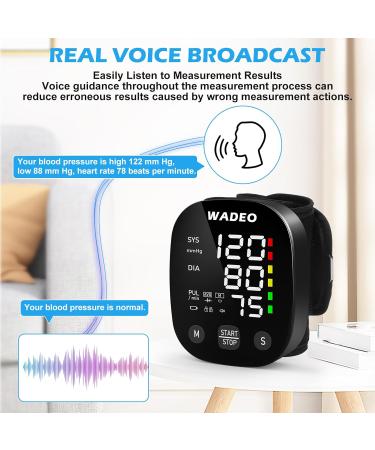 Wadeo Digital Wrist Blood Pressure Monitor - Accurate LCD Portable Monitor with Voice Transmission Heart Rate Tracking & 2x99 Memory for Home & Travel - Buy Online on GoSupps.com