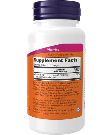 Now Foods Methyl B-12 1000 mcg Lozenges - 100 Count | Supports Energy & Nerve Health - Buy Online on GoSupps.com