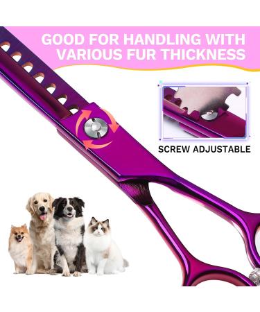 Jason 7.5 Chunker Scissors - Professional Dog Thinning Shears | Japanese Stainless Steel Effilator Scissors with 16 Teeth | Purple Pet Grooming Tools - Buy Online on GoSupps.com