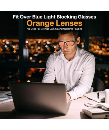 Fit Over Amber Blue Light Blocking Glasses for Men & Women | 99% Blue Light Protection for Computer & Gaming | Sleep Better Tonight - Buy Online on GoSupps.com