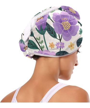 Purple Flowers Butterfly Hair Towels - 2 Pack Super Absorbent Quick Dry Hair Turbans for Women & Girls - Buy Online on GoSupps.com