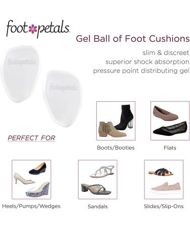 Foot Petals Women's Rounded 3 Pair Clear Gel Inserts - One Size - Buy Online on GoSupps.com