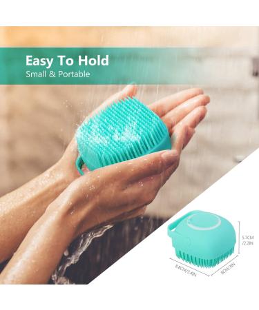 2-in-1 Exfoliating Silicone Body Scrubber and Shampoo Brush with Soap Dispenser - Scalp Massager for Women, Men, Children - Long-Lasting Lather - Blue - Buy Online on GoSupps.com