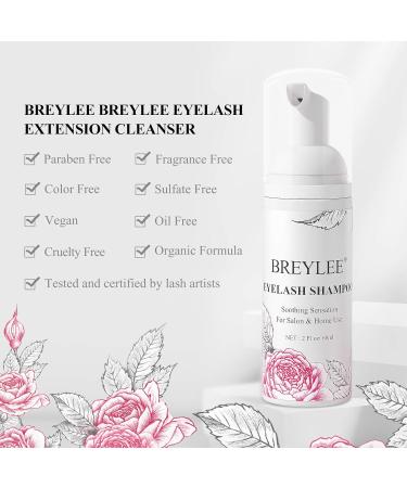 Breylee Eyelash Shampoo for Extensions - 60ml | Professional Eyelash Care with 2 Mascara Brushes - Salon & Home Use - Buy Online on GoSupps.com