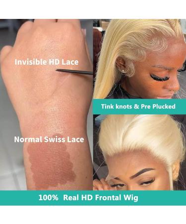 Hotlove 613 Lace Front Wig 20 Inch 13x6 HD Transparent Blonde Wig for Women - Pre Plucked 12A Straight Human Hair with Baby Hair - Buy Online on GoSupps.com