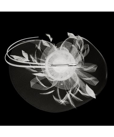 Jiahg Ladies Fascinator Flowers Net Headdress - Elegant White Hair Clip Hat for Parties & Church - Buy Online on GoSupps.com
