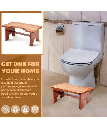 Bamboo Toilet Squatting Stool - Non-Slip Bathroom Step Stool for Adults & Kids - 6.7 Height (Dark Brown) - Buy Online on GoSupps.com