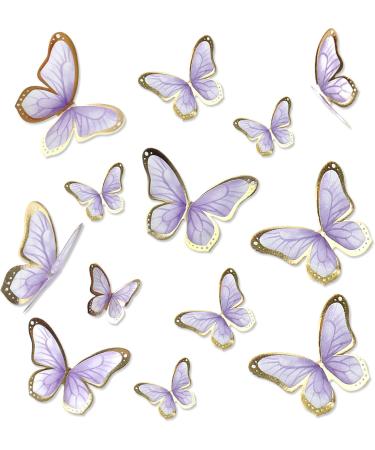 Blumomon 30-Piece 3D Butterfly Cake Topper Decorations - Purple & Gold Rim - Perfect for Weddings Baby Showers & Birthday Parties - Mixed Size Butterfly Cupcake Picks - Buy Online on GoSupps.com
