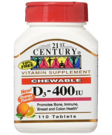 21st Century Vitamin D3 Chewable Orange Flavored 400 IU 110 Tablets