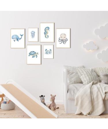 Meinbaby123 Underwater World Pictures for Children's Room | 6 Set DIN A4 & DIN A5 | Whale Turtle Jellyfish Decor | Perfect Gift for Birth | Sea-Themed Wall Art - Buy Online on GoSupps.com