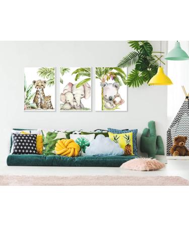 Set of 3 Jungle Animal Pictures for Children's Room Decor - Elephant, Tiger, Koala - Safari Theme - (DIN A4) - Unframed - Buy Online on GoSupps.com