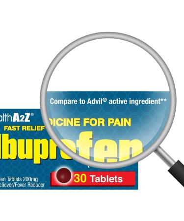 Buy HealthA2Z Ibuprofen 200mg - Pain Relief for Headache Body Aches Arthritis & Cramps | International Shipping Available | 30 Count (Pack of 3 - Buy Online on GoSupps.com