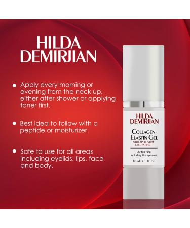 Hilda Demirjian Collagen-Elastin Gel with Apple Stem Cells Restore Collagen and Tighten Skin - Anti Aging formula Smooths Wrinkles and Firms Skin/Soothes with Chamomile and Aloe Vera / 30ml - Buy Online on GoSupps.com