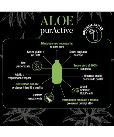 Monte Natura Srl MONTENATURA Aloe PurActive 500 ml 100 Aloe Vera unpasteurized pure drink - Buy Online on GoSupps.com