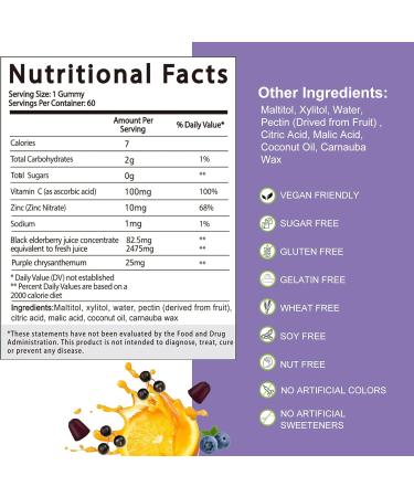 AFXMATE Sambucus Elderberry Gummies with Zinc & Vitamin C - 120 Gummies (2 Pack) | Immune Support Supplement for Adults & Kids - Buy Online on GoSupps.com