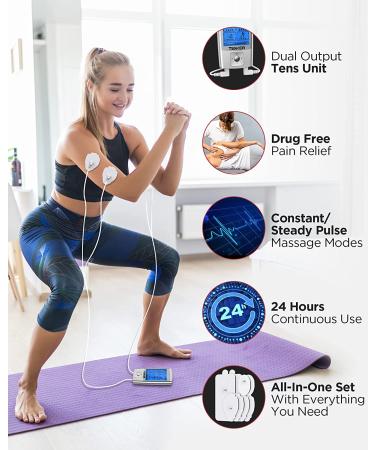 TENKER TENS EMS Unit Muscle Stimulator 24 Modes TENS Machine for Pain Relief  Muscle Strength Rechargeable Electronic Pulse Massager(Not Fit TENKER  Square Pads)