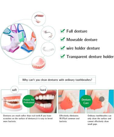 Caromoriber House 4Pcs Denture Brush Dual Head Toothbrushes Portable Denture Brush with Soft Bristles and Dual Angled Hard Denture Cleaning Brush for Denture Care Denture Toothbrush - Buy Online on GoSupps.com