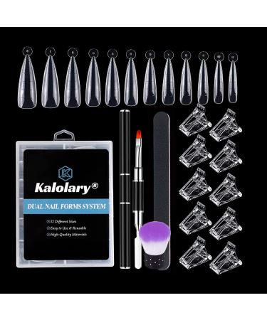 Kalolary Dual Nail Forms Set 120pcs Dual Forms Nails with 10pcs Acrylic Nail Tips Clip Nail Art Dust Remover Brush Nail File and 1pcs Dual-Ended Poly UV Gel Brush Professional Nail Manicure Kit - Buy Online on GoSupps.com