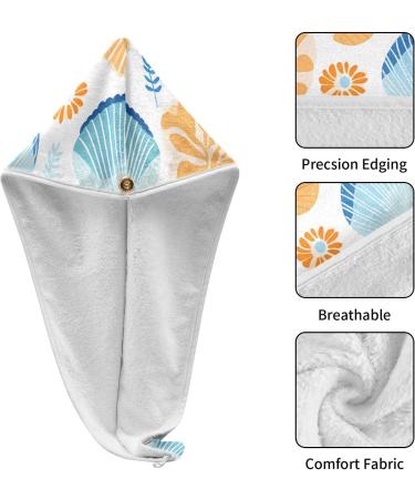 Beautiful Seashells Hair Towel 2 Pack | Super Absorbent Quick Dry Hair Turbans for Women & Girls - Buy Online on GoSupps.com