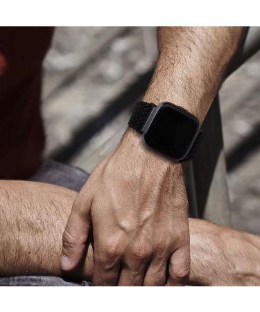 Stretchy Nylon Bands for Fitbit Versa Smart Watch - Adjustable Sport Wristband in Black - Buy Online on GoSupps.com