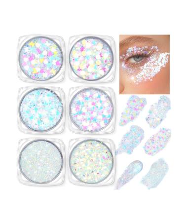Augesak Glitter Gel for Face and Body 6 Pcs Festival Face Glitter - 6 Vibrant Colors