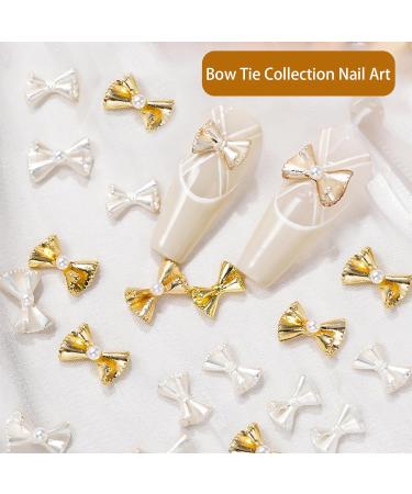 50x French Bow Bowknot Nails Art Supplies Alloy Nails Art Decorations For Women And Girls Silver Bow 11 X 7mm - Buy Online on GoSupps.com