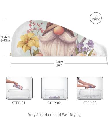 Eggs Floral Dwarf Hair Towel 2 Pack - Super Absorbent Quick Dry Hair Turbans for Women & Girls - Buy Online on GoSupps.com
