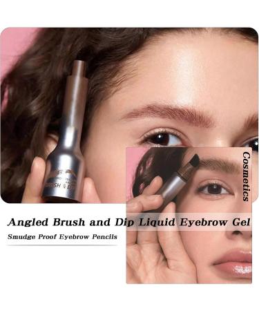 Liquid Eyebrow Brush Angled Brush and Dip Liquid Eyebrow Gel Smudge Proof Eyebrow Pencils for Women Makeup (Dark gray) - Buy Online on GoSupps.com