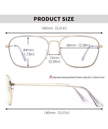 JM Aviator Blue Light Blocking Glasses | Square Eye Protection & Anti-Glare Eyewear for Men & Women - Gold & Silver - Buy Online on GoSupps.com