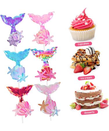 HOMSFOU 12 Pcs Cake Decoration Mermaid Birthday Party Supplies Mermaid Party Supplies Mermaid Tail Cake Decor Sequin Mermaid Cupcake Topper Birthday Cake Topper Girl Cloth Happy Birthday As Shownx2pcs mediumx2pcs - Buy Online on GoSupps.com