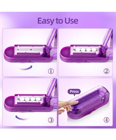 DUBSTAR Pill Cutter Splitter - Adjustable Safe & Efficient for Small & Large Pills - Purple Multi Tablet Cutter with Blade Guard & Centering Device - Buy Online on GoSupps.com