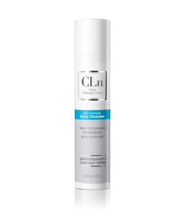 CLn  Acne Cleanser - Acne Wash with Salicylic Acid and Preserved with Sodium Hypochlorite  Non-Irritating  Fragrance Free (3.4 fl oz) 3.4 Fl Oz (Pack of 1)