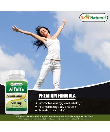 Best Naturals Alfalfa Green Super Food 500 mg 180 Capsules (180 Count (Pack of 3)) - Buy Online on GoSupps.com