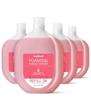 Method Foaming Hand Soap Refill, Pink Grapefruit, Recyclable Bottle, 28 oz, 4 pack Grapefruit 28 Fl Oz (Pack of 4)