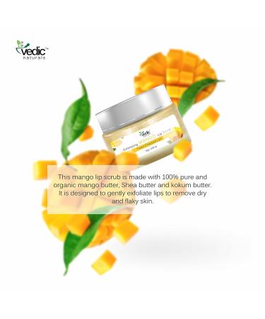 Vedic Naturals Exfoliating Mango Lip Scrub 15g - Treat Chapped Lips, Reduce Pigmentation | Enriched with Mango, Kokum & Shea Butter - Buy Online on GoSupps.com