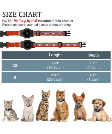 Reflective GPS Cat Neck Band with Apple AirTag - Adjustable & Bell Fits XS 7-9 inch Cats & Puppies - Jiarui Orange Collar - Buy Online on GoSupps.com