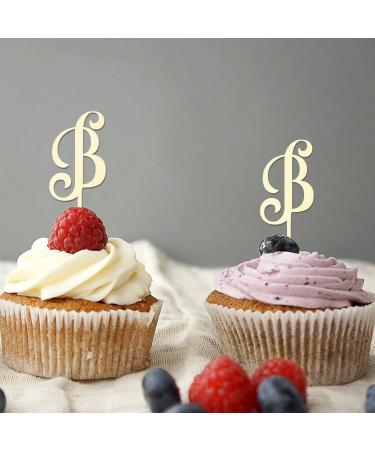 Letter B Cupcake Toppers Monogram Initial Last Name Floral Wreath Beach For Wedding Bridal Shower Decorations Reusable Custom Any Initial Wedding Gifts 6PCS Style-8 - Buy Online on GoSupps.com