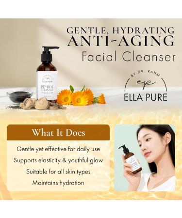 ELLA PURE Peptide Face Wash for Mature Skin Anti-Aging Facial Cleanser to Reduce Wrinkles & Improve Firmness Gentle & pH Balanced for Women Over 40 with Hemp Seed Oil 4oz - Buy Online on GoSupps.com