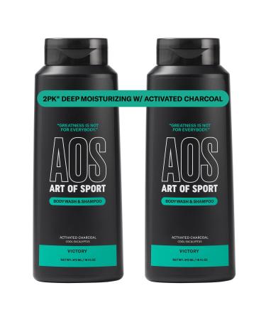 Art of Sport Men s 2-in-1 Body Wash and Shampoo with Charcoal Activated Eucalyptus Fragrance Made for Athletes Victory Scent 16 fl oz (Pack of 2)
