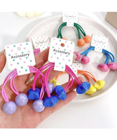 18Pcs Small Plastics Balls Hair Ties for Toddler Girls & Women - Elastic Rubber Bands Hair Accessories - Buy Online on GoSupps.com