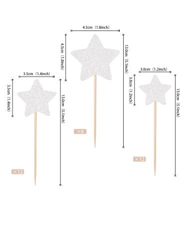 30 PCS Little Star Cupcake Toppers Glitter Twinkle Star Cupcake Picks Wedding Engagement Baby Shower Birthday Party Cake Decorations Supplies Mixed Size Silver A Silver - Buy Online on GoSupps.com
