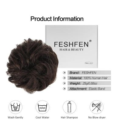 Feshfen 100% Real Hair Dutt Hair Tie Wavy Curly Hair Extensions for Women & Girls Brown 4# Perfect for Updos - Buy Online on GoSupps.com